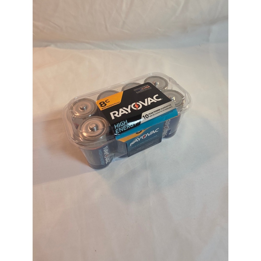 Rayovac High Energy C Alkaline Batteries 8 Count Pack 10 Year Power Guarantee
